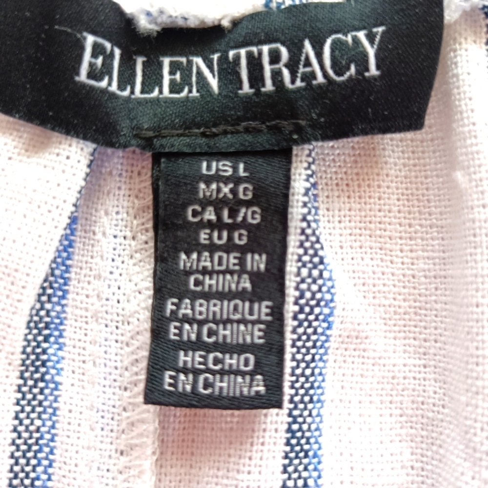 NWT Ellen Tracy High Rise Linen Blend Wide Leg Pant Drawstring Tassel‎ Pockets L - Picture 11 of 17